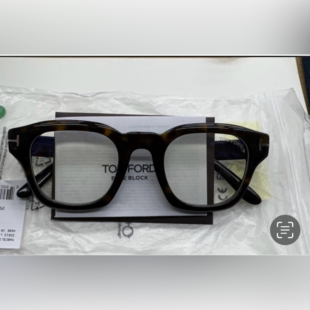 Tom Ford Black and Tortoiseshell Square Optical Glasses with Blue-Block Lenses